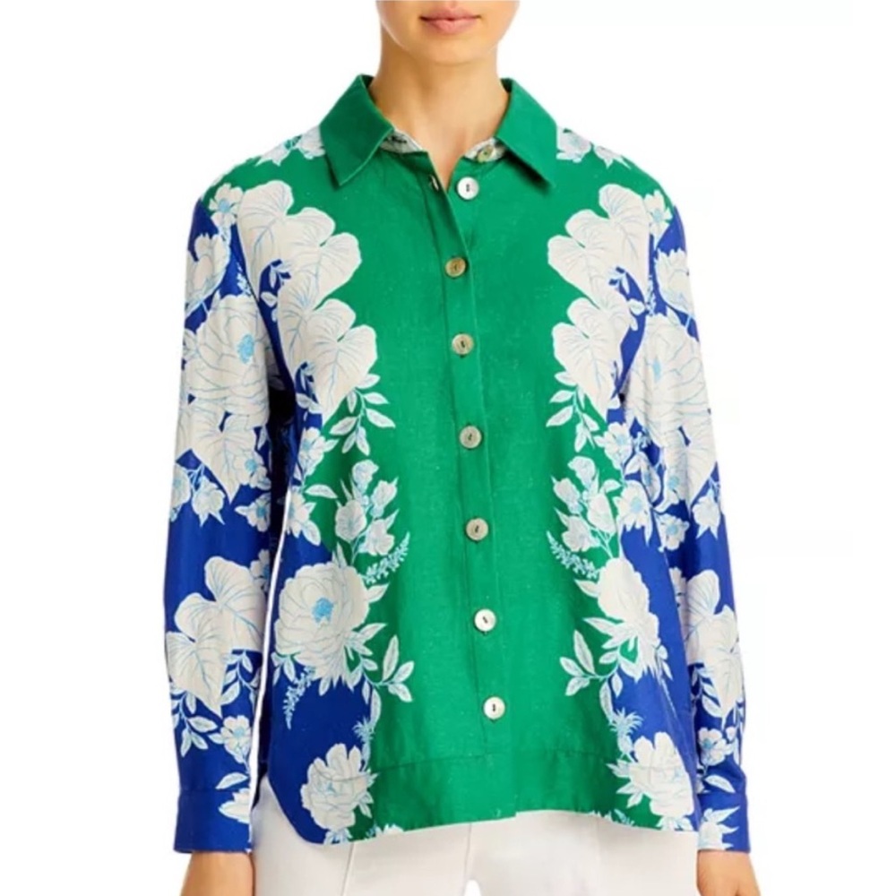 FARM Rio Soft Garden Floral Linen Top/Blouse, NWT, Large